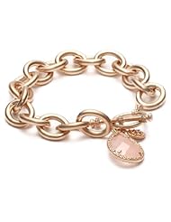 Freida Rothman Belargo Jewelry "Links" Collection Rose Quartz Teardrop Heavy Links Bracelet