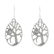 Oval Tree of Life Earrings in Sterling Silver with a Labradorite Stone, #8041