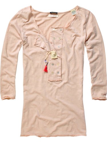 Maison Scotch Damen Top 12210150769 - Granddad tee w/double row placket,Gr. 42 (Size 4 / X Preisvergleich