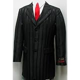 Mens Black Tone on Tone Dress Zoot Suit - Includes New Single Breasted Jacket, and Pants - High Quality Super 150s - Large Sizes, for the Big and Tall Man