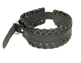 Neptune Giftware Black Leather Single Strap Cuff Wrap Around Gothic Wristband Bracelet With Buckle Fastening - 20