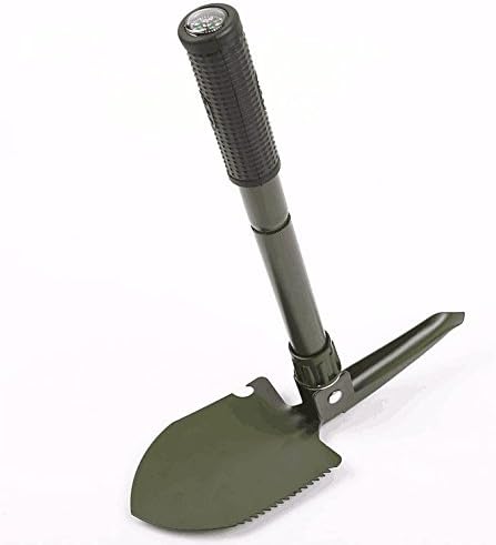 EasiLife Compact Multi-function Camping tool, Entrenching Shovel, Folding Spade, Survival Pick,Saw, Bottle Opener and Compass, with Carrying Bag