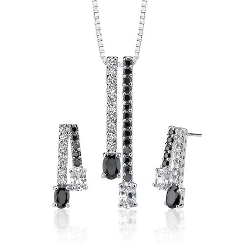 Childrens Toyshop  Jewelry : Versatile and Exotic: Sterling Silver Celebrity Style Earring/Pendant Set with Black and White CZ Diamonds