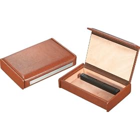 Visol "Russell" Brown Leather Travel Cigar Humidor with Humidifier