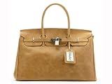 Calfskin Vintage Textured Tote - Sand