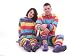 Adult Onesie or Babygrow Allinone Pyjamas Sleepsuit in Rainbow Colour Stripes. Cotton fabric in full size range petite to XX Large.