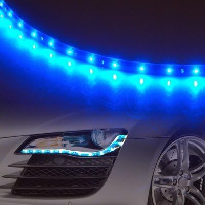 Theluckleds 4 pcs 30CM for 15 pcs LED Car Truck Motors Flexible Strip Light Waterproof BLUE