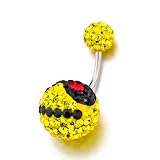 Pugster Belly Navel Ring Bling Swarovski Crystal Ball Dangle Belly Ring
