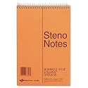 Rediform 36646 Standard Gregg Ruled Spiral Steno Book, 6x9, 60 Green Sheets/Book, Brown Cover