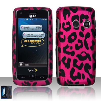 LG Rubber Touch Phone Protector Hard Cover Case for LG Rumor Touch LN510- Pink Leopard