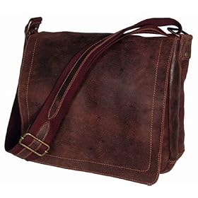 David King & Co Small Distressed Leather Laptop Messenger