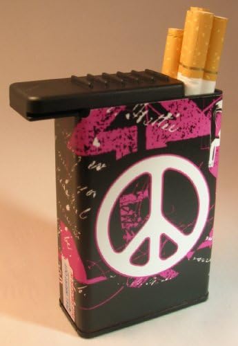 Flat Slide Top Cigarette Case Peace Purple