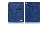 IPAD2用　クロコ柄　レザーカバーケース　深藍 シルバー バングル