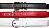Womens Black Leather Skinny Belt Large