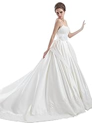 Strapless Satin Floor Length Lace Sweetheart  Natural   Waistline  Ball Gown  Dress With a Sash 