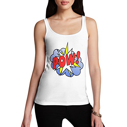 Women Cotton Novelty Comic Book Theme Pow! Print Tank Top