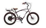Pedego Burgundy Comfort Cruiser Classic Electric Bike with Black Rims and Brown Balloon Tires