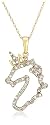 10k White, Yellow, or Rose Gold Diamond Unicorn Pendant (1/10 cttw, I-J Color, I3 Clarity), 18"