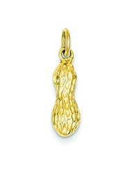 14K Yellow Gold 3D Peanut Charm Polished Jewelry