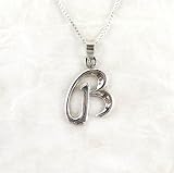 Sterling Silver Initial Charm Necklace, Letter B, 16