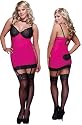 Plus Size Pink and Black Chemise Lingerie Set