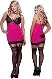 Plus Size Pink and Black Chemise Lingerie Set