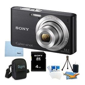 Sony Cyber-shot DSC-W610 DSCW610 W610 14.1 MP Digital Camera with 4x Optical Zoom and 2.7-Inch LCD (Black) with Sony 4GB Card, Digpro Case, Tabletop tripod, LCD Screen Protectors, Lens Cleaner+ More!