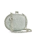 Review Maddalena Marconi  / Maddalena Marconi Jeweled Oval Silver Evening Kiss Lock Clutch w/Chain Strap