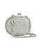 Maddalena Marconi Jeweled Oval Silver Evening Kiss Lock Clutch w/Chain Strap