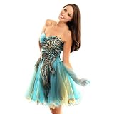 Nina Canacci Juniors Blue Peacock Style Cocktail Dress Size 0-18
