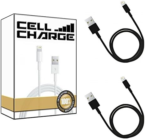 CellCharge 2x High Quality USB Cable for iPhone 5,5C,5S / iPad Air,4,Mini / iPod Touch 5, Nano 7 (BLACKX2)