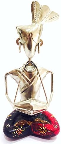 Wooden &amp; Metal Rajasthani Turban Musician Showpiece Figurine Collectible - Set of 3