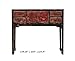 Distressed Red Black Lacquer Slim Console Table Ass782