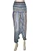 Hippie Gypsy Harem Baggy Smock Waist Multi Blue Stripe Print Capri Pants for Women