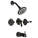 Designers Impressions 651700 Oil Rubbed Bronze Tub Shower Combo Faucet - Three Handle Design and Multi-Setting Shower Head - Convertible