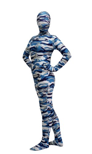  TOMSUIT Lycra Zentai Suit Costume Multicolore (S, Bleu et blanc)