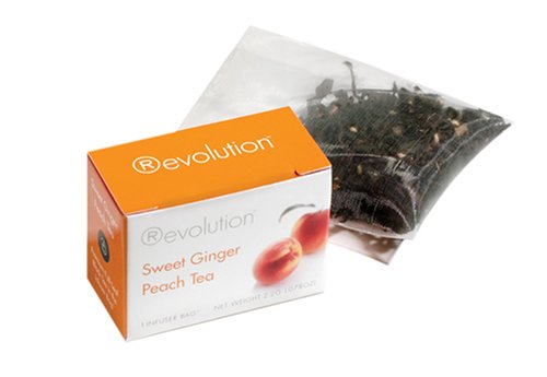 Sweet Ginger Peach Tea, 30 individually packaged nylon Infuser Bags by Revolution Tea