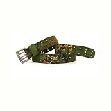 Ed Hardy - Ed Hardy Women's Green Camoflage Bulldog & Tiger Graphics Leather Belt