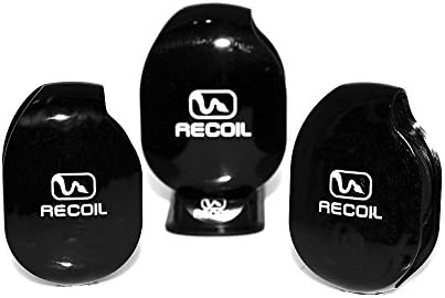 Recoil AUTOMATIC Cord Winder for Headphones, USB Cables and Chargers. 3Pack Combo-2 Medium &amp; 1 Large Winder with Organizer Rack. Color Black.