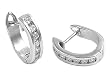 Sterling Silver Huggie Hoop Earrings with Clear CZ - 4mm x 16mm