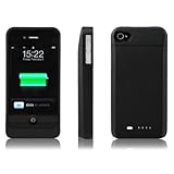 Anker Eix External Rechargeable Battery Case/Power Skin for iPhone 4 -1700mAh -Black