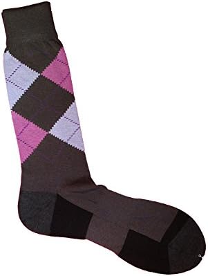De Pio Men's Italian Sea Island Cotton Socks-Charcoal Argyle