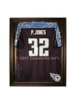 Tennessee Titans Football Jersey Display Case Cabinet Style with Black Finish Frame