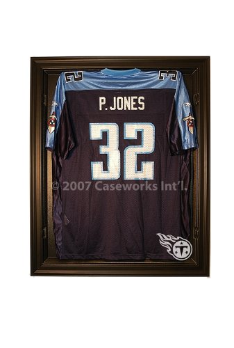 Tennessee Titans Football Jersey Display Case Cabinet Style with Black Finish Frame