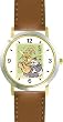 China Giant Panda or Panda Bear Animal - WATCHBUDDY&reg; DELUXE TWO-TONE THEME WATCH - Arabic Numbers - Brown Leather Strap-Children's Size-Small ( Boy's Size & Girl's Size )