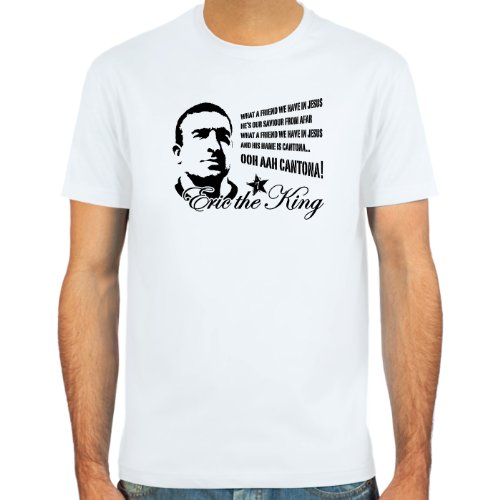 T-Shirt Eric Cantona ::: Farbauswahl: skyblue, sand, weiß oder deepred ::: Größen: S-XL ::: Fußball-Kult