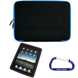 Protection Pack for Apple iPad: Hard Shell EVA Case (Blue) and Silicone Skin Case (Black) with Carabiner Key Chain