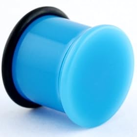 One Neon Acrylic Single Flared Plug: 00g Neon Sky Blue