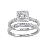 1/2ct Pave Princess Diamond Bridal Set in 14k White Gold (GH SI3 Size 4 9) 410psK7Ss3L. SL160 1/2ct Pave Princess Diamond Bridal Set in 14k White Gold (GH SI3 Size 4 9)
