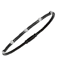 Silver Rhodium Plated Polish 7.25" 2.85mm Basketweave Bangle With Box Catch And .05 Carat Diamond